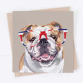 Bulldog in Glasses Greeting Card